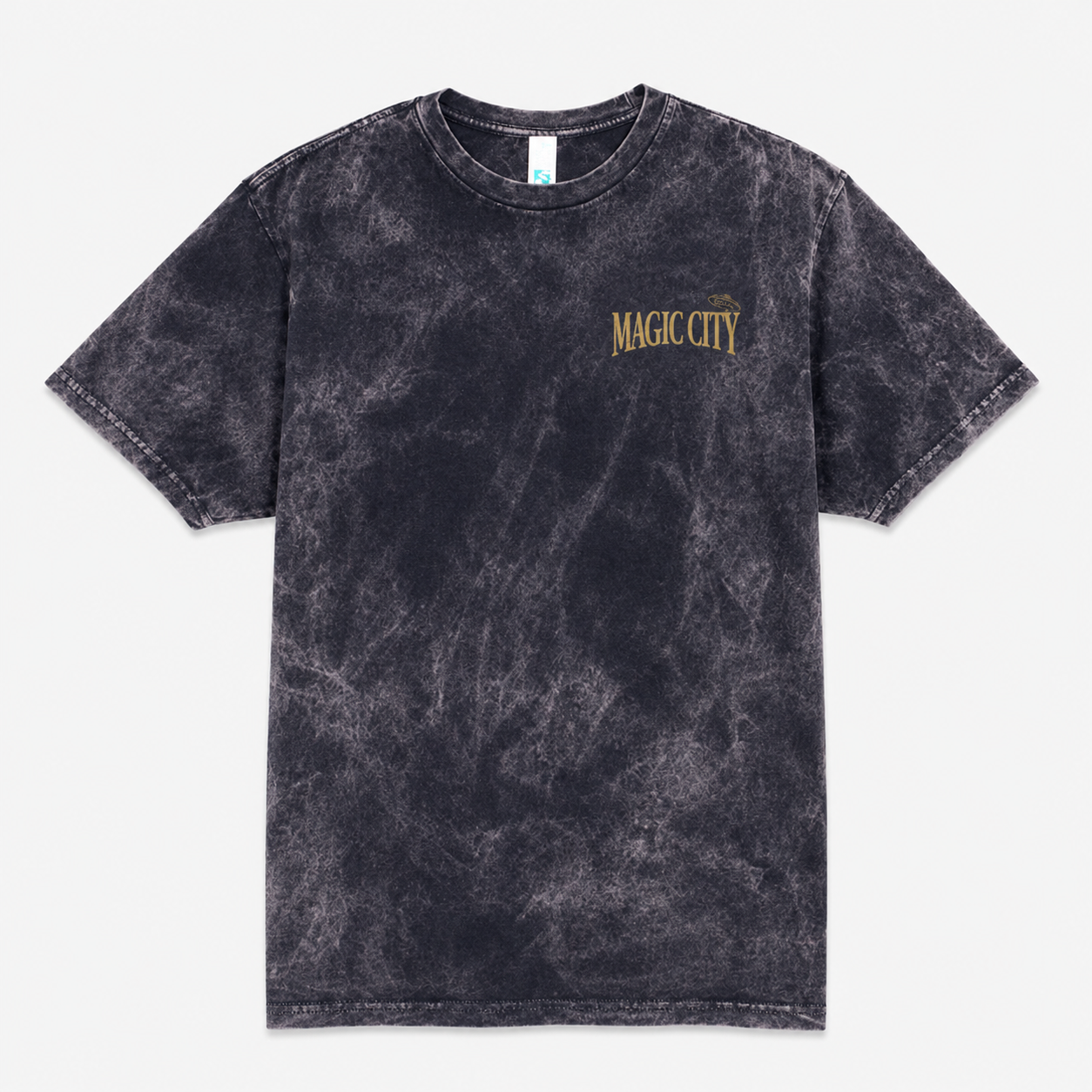 Front of the MCG UFO Shirt with small gold Magic City chest graphic